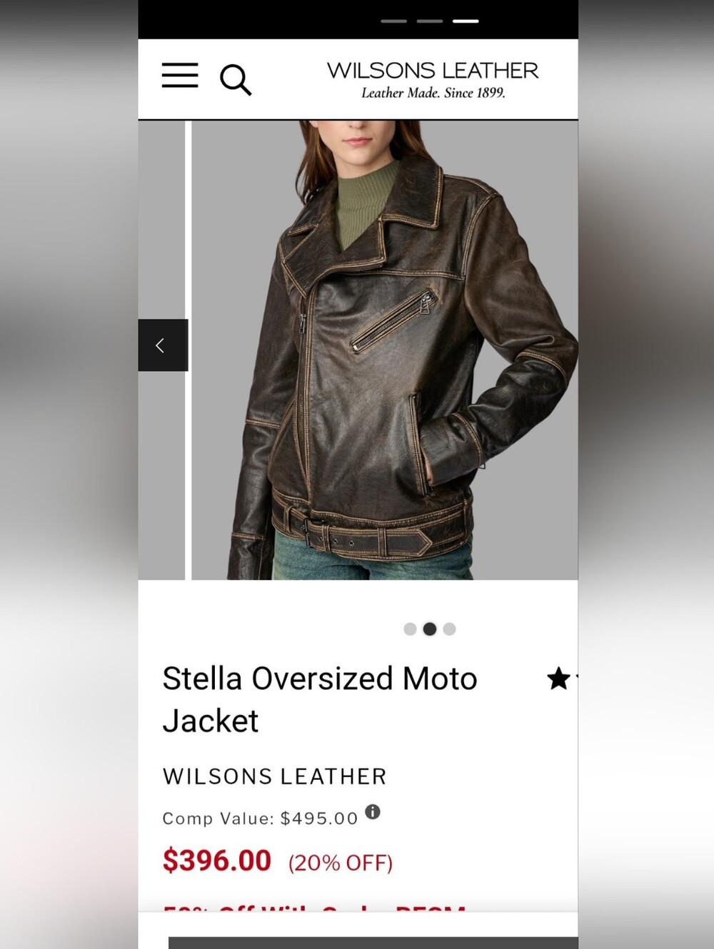 Wilson Stella Womens Distressed Leather Biker Jacket - Dark Brown - Picture 3 of 11
